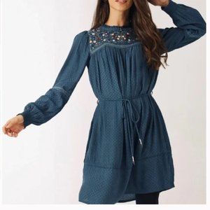 NWT Dark Teal Green Lucy Embroidered Dress.